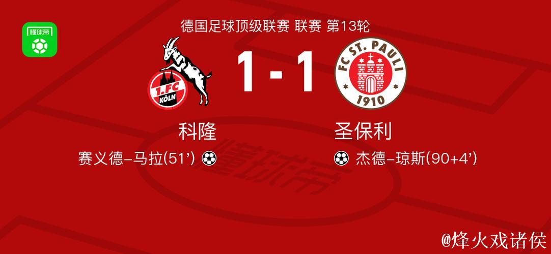 科隆1-1圣保利,赛义德-马拉首开记录,杰德-琼 科隆1-1圣保利,赛义德-马拉首开记录,杰德-琼